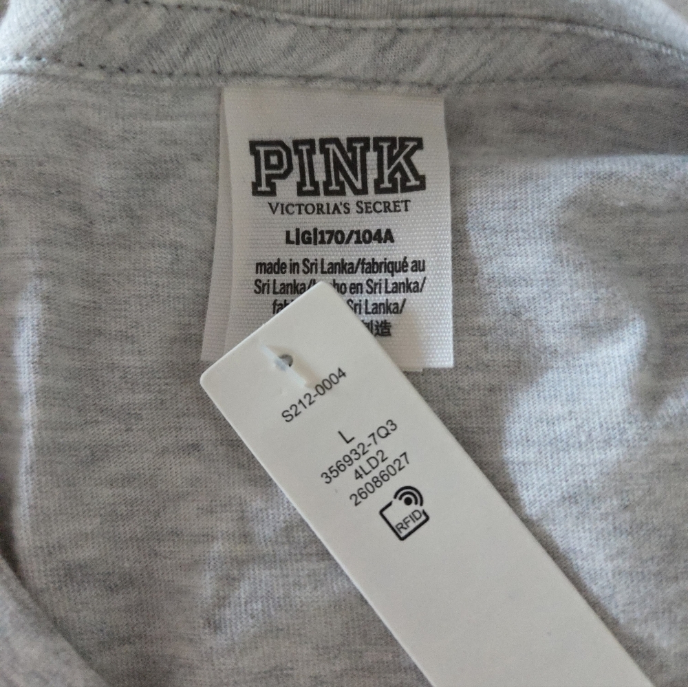 NWT PINK Victoria’s Secret Bling Cherry Long Sleeve Tee - Gray - Picture 6 of 7